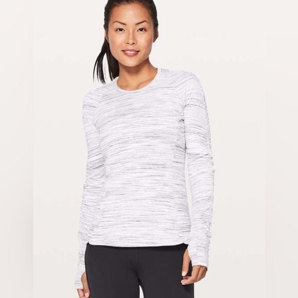 lululemon athletica Tops - Lululemon Runderful Long Sleeve Space Dye Camo White Silver Spoon Size 8